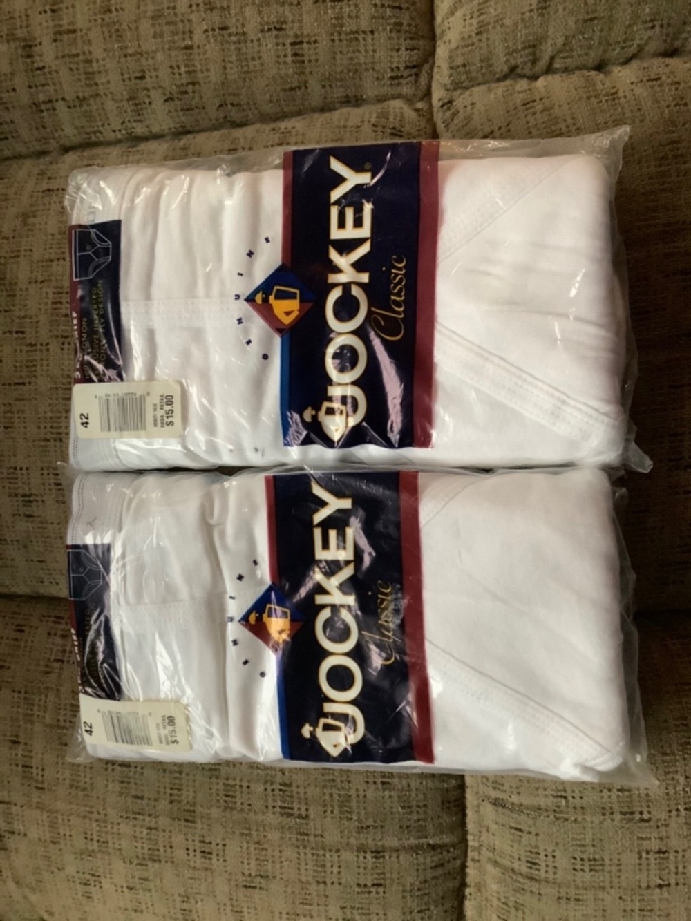 Lot of 2 JOCKEY Inverted Y-Front Fly BRIEFS 3-Pack 1997 Size 42 Tighty Whiteys